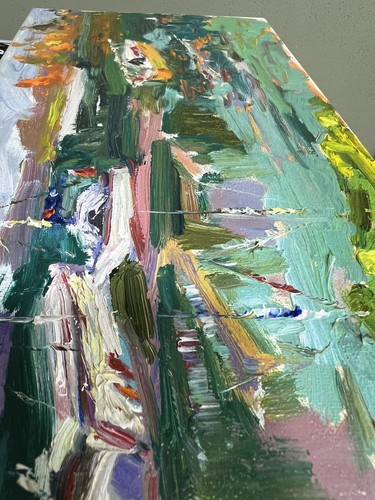 Sailboat Painting Yacht Original Artwork Small Impasto Oil Painting Work, 7x15”