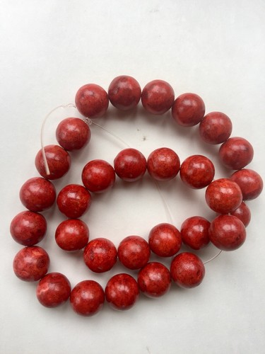16” Beads, Sponge CORAL /color Red/ 13mm Round