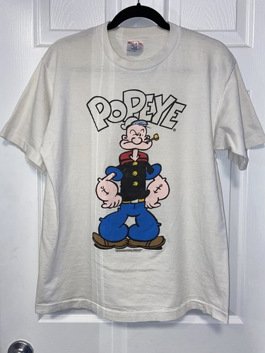 Dat Thirft　　　　　　　　【Ｖｉｎｔａｇｅ７０’ｓ】ＰＯＰＥＹＥ Vintage Popeye The Sailor Gangster Poker T-Shirt Size Large