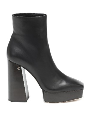 

Женские черные кожаные ботильоны JIMMY CHOO на платформе 1 дюйм с квадратным носком, Черный, J000137258