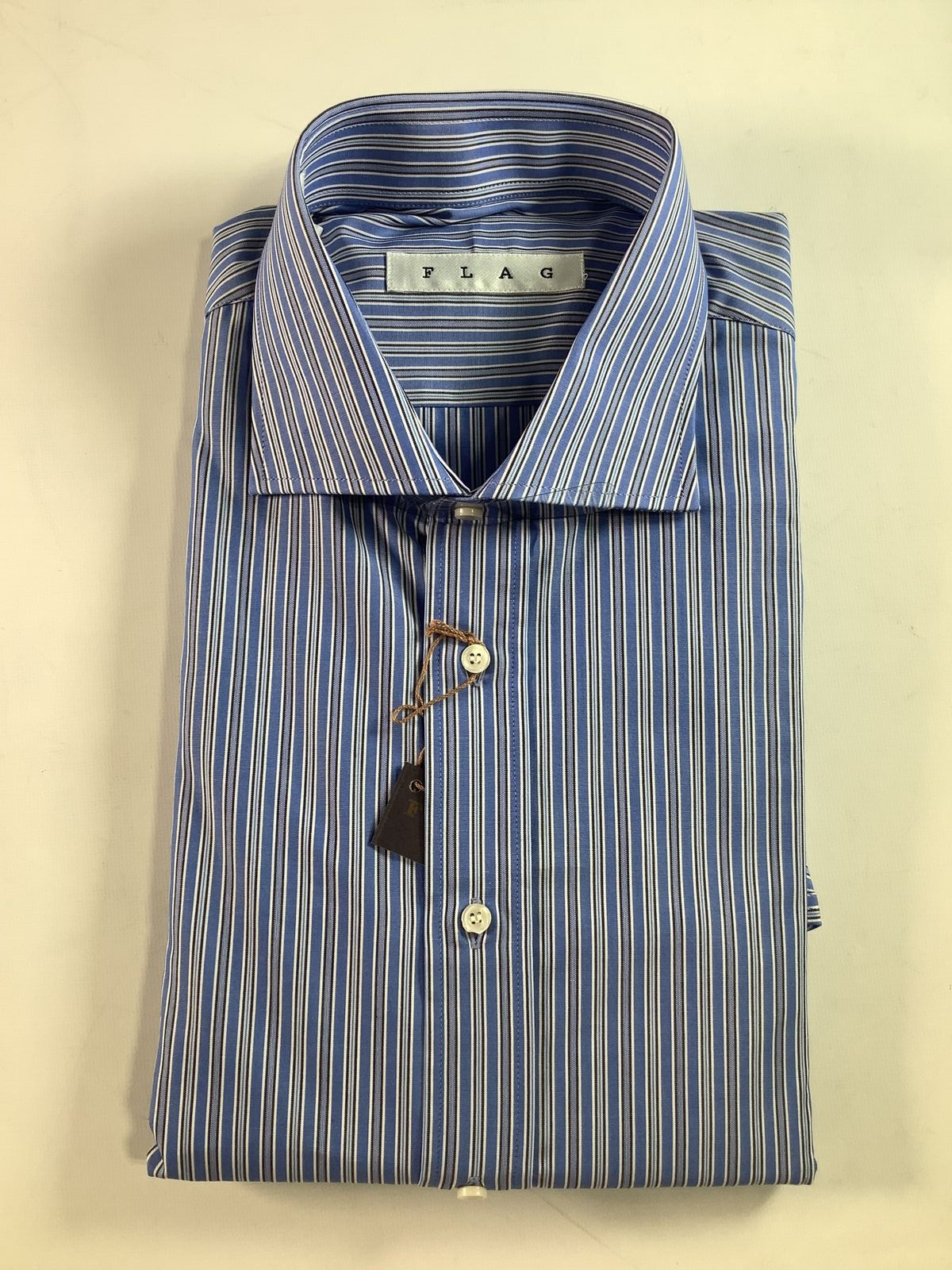 Mens Flag Blue Stripe Button Up Shirt 17/43 NEW