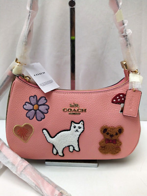 Coach Teri Candy Pink Leather with Creature Patches Crossbody Shoulder Bag - NWT
