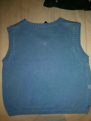 J. Khaki Kids Boys Sz. 5 Navy Cable Sweater Vest Blue Argyle New Condition