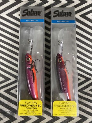 (2) Salmo Floating Freediver 9SD - PURPLE RAIN -  3 1/2'' Deep Diving Crankbaits