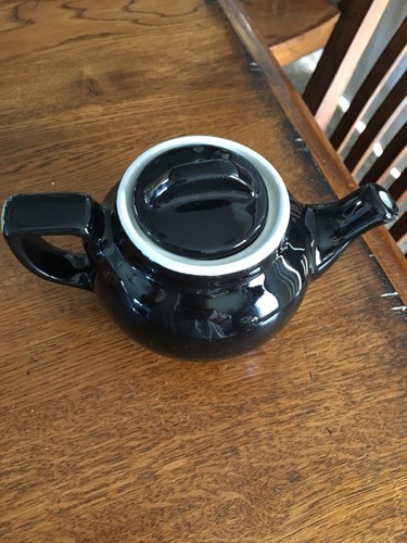 Hall Pottery Black & White Teapot. Absolutely Adorable