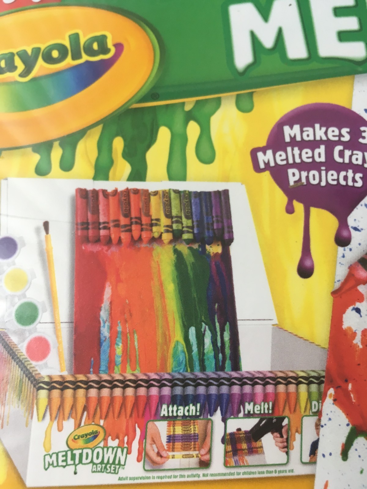New Sealed Crayola Meltdown Art Set 3 Melted Crayon Canvas Projects Unique Kids