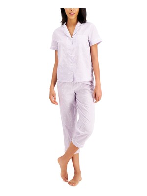 

CHARTER CLUB Женские фиолетовые капри с резинкой на резинке, тканые пижамы, Фиолетовый