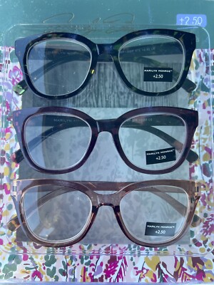 MARILYN MONROE PREMIUM 3-PACK READING GLASSES READERS +2.50 NEW 
