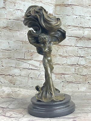 Bronze Female Statue Abstract Classical M.Lopez Sculpture Home Office Decor Art