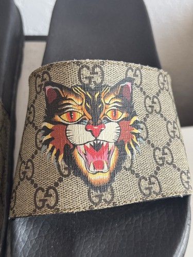 Gucci Kitty Logo Slides 箱あり Gucci Beige Cat Print Slides Gucci