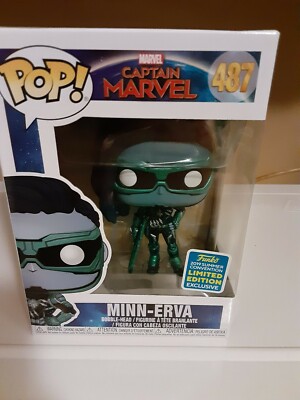 2019 FUNKO POP Summer Con EXCLUSIVE Captain Marvel MINN-ERVA #487 MINT + PROTECT