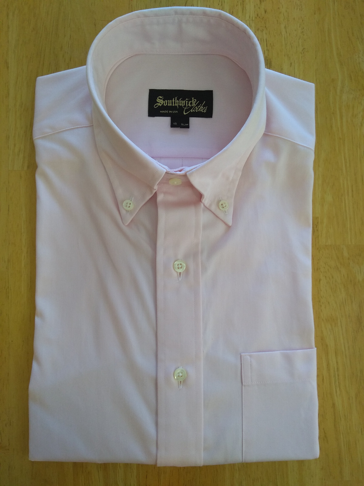 NWOT Southwick by Brooks Brothers Pink Pinpoint Oxford Button Down Slim Fit