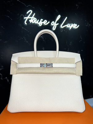 Hermes Birkin 25 Craie Off White Cream Togo Leather Palladium