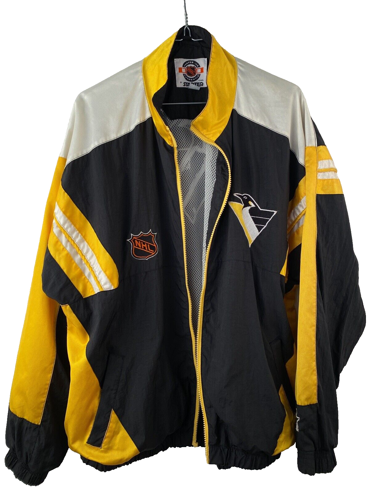 Vintage Starter Pittsburgh Penguins Windbreaker Jacket NHL Center Ice Medium