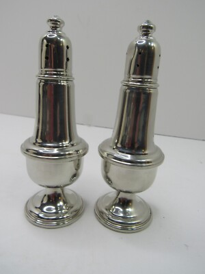 Vintage Empire Weighted Pewter Salt & Pepper Shaker Set B Glass Lined 742 EUC