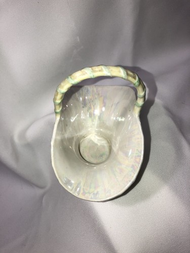 B & C Co Limoge France Porcelain Hand Painted Basket Artist Signed Spring Green