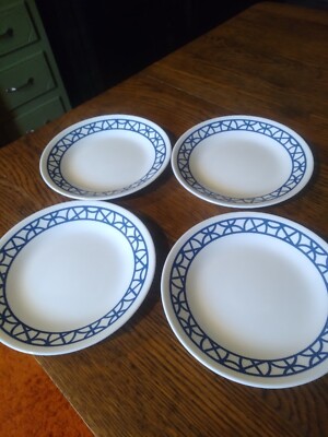 Set Of 4 Corelle COBALT CIRCLES Bread/Dessert Plates NEW 