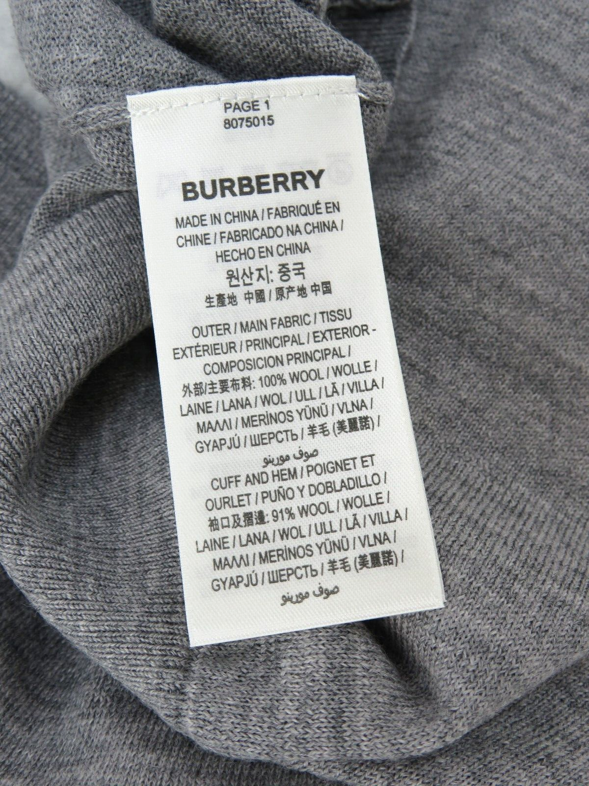 Pre-owned Burberry $830  Bempton Gray Merino Wool Elbow Check Patches Pullover Sweater L