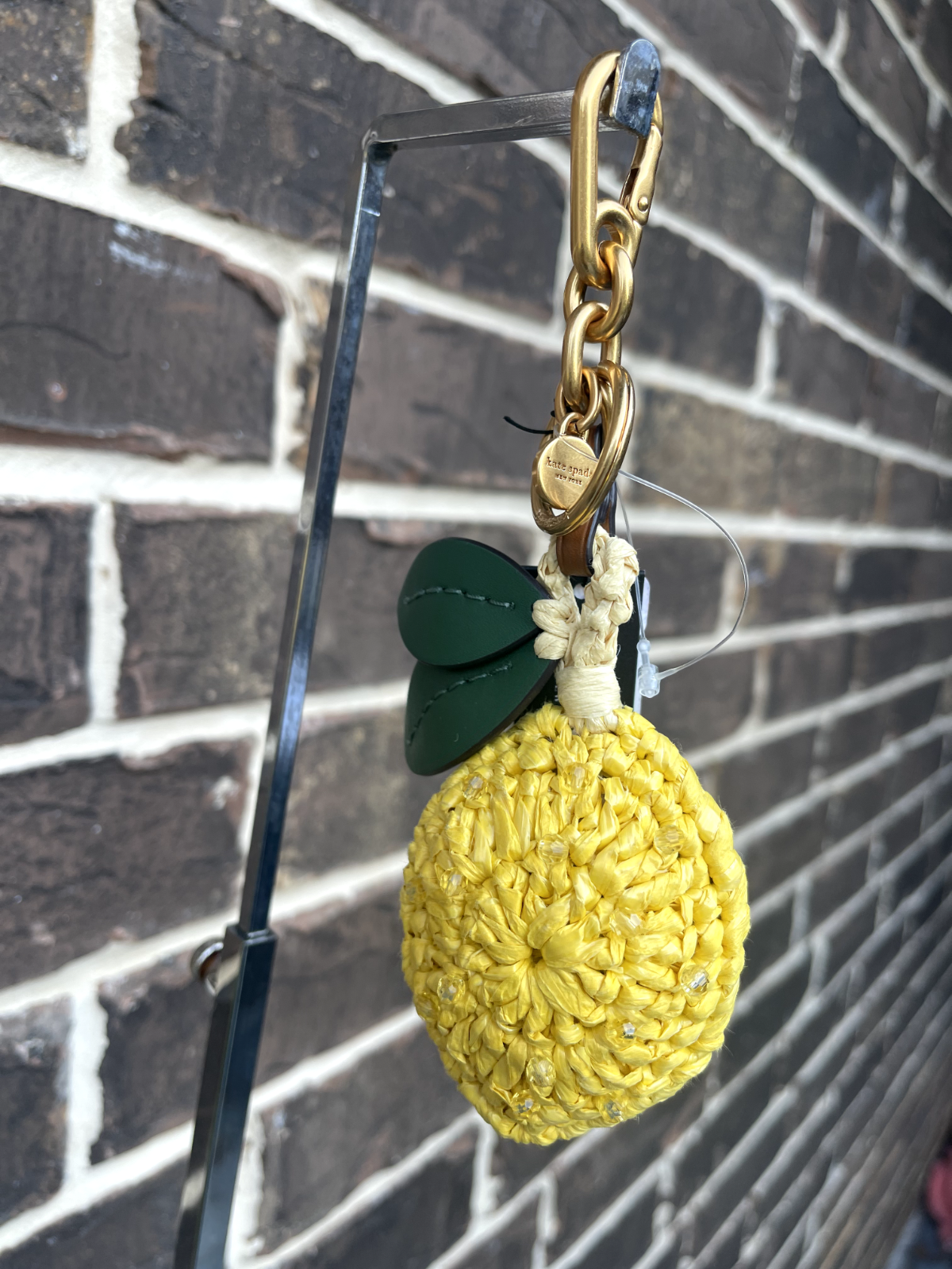 NWT Kate Spade Lemon Drop Keychain Bag Charm Yellow Lthr
