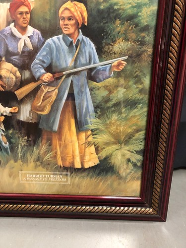 BLACK AMERICANA FRAMED PRINT HARRIET TUBMAN UNDERGROUND RAILROAD 35”x28” Framed
