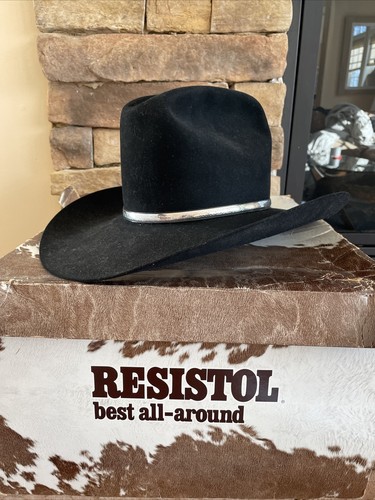 Vintage Resistol Cowboy Hat 6 3/4 Black Felt 4x Beaver Quicksilver