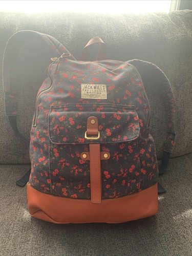 jack wills mini backpack ALOHA COLLECTION / TIARE DOTS BY COCO HO / SANDSTONE BLACK a zipper pocket Jack Wills Navy Floral Book
