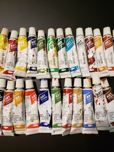 Lot 44 NEW Art Studio Artist Watercolor Oil Acrylic Paint Tubes Sealed 12 ml