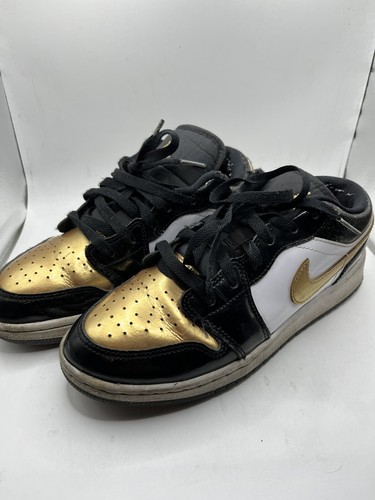 Nike Air Jordan 1 Low SE GS Black Metallic Gold Shoes DR6970