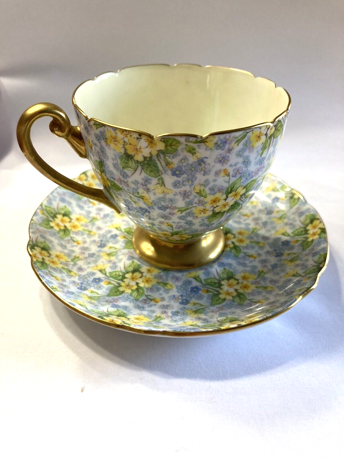 美品 Shelley Primrose プリムローズ チンツ ラウンド ケーキ皿