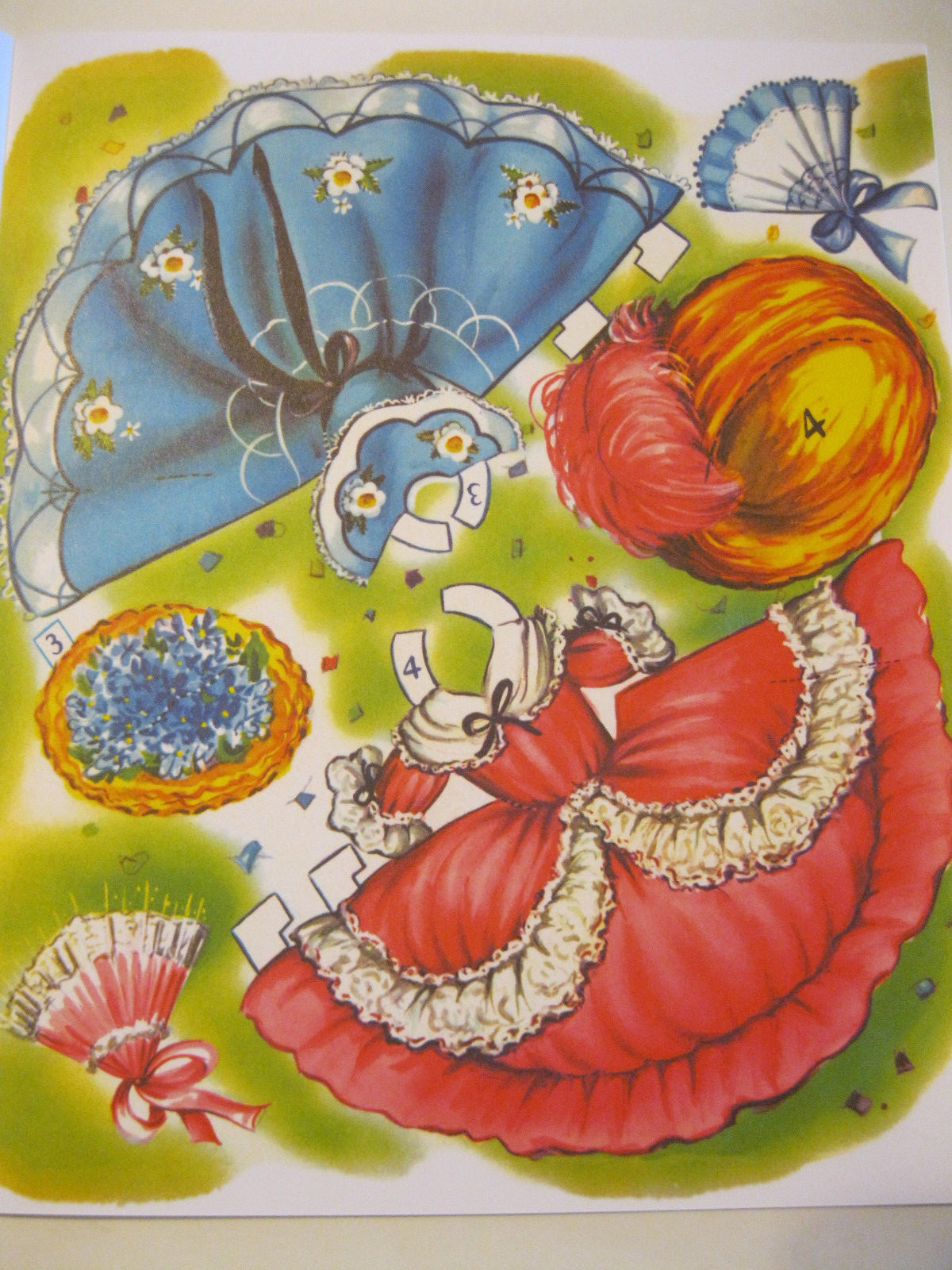 BETTY BLUE AND PATTY PINK Paper Doll Book w/4 Dolls & Wrap-Around Dresses, 2016