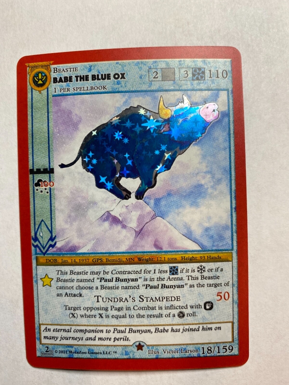 BABE THE BLUE OX Metazoo Cryptid Nation 2nd Edition REVERSE