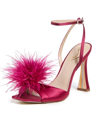 

SAM EDELMAN Женские розовые босоножки на каблуке Leon с расклешенным носком и перьями и кристаллами, размер 9,5 м, Розовый, I3318F1