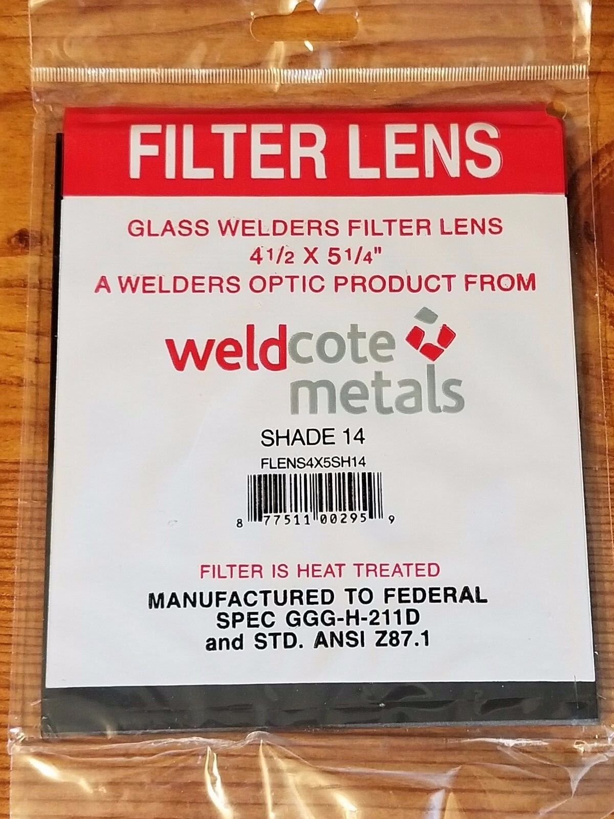Weldcote Metals Shade 14 Filter Lens 4-1//2 X 5-1//4