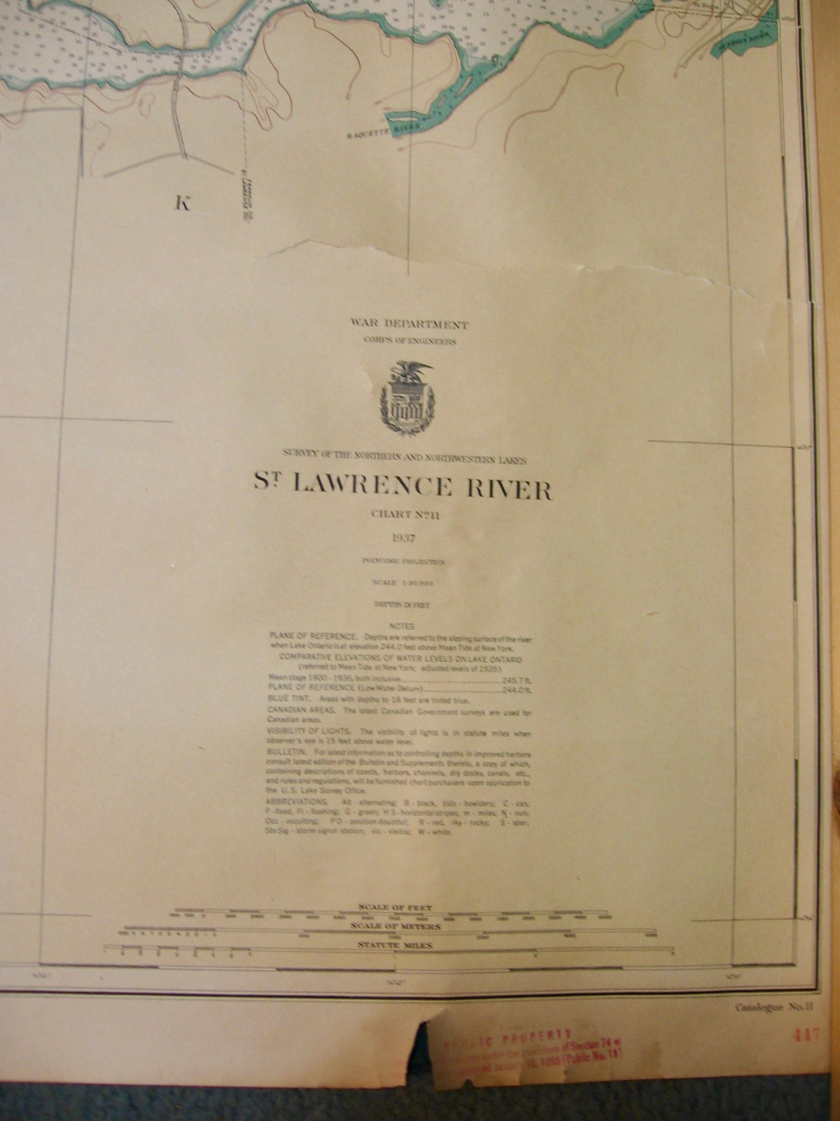 1937 Large St. Lawrence River (Map) Chart #11