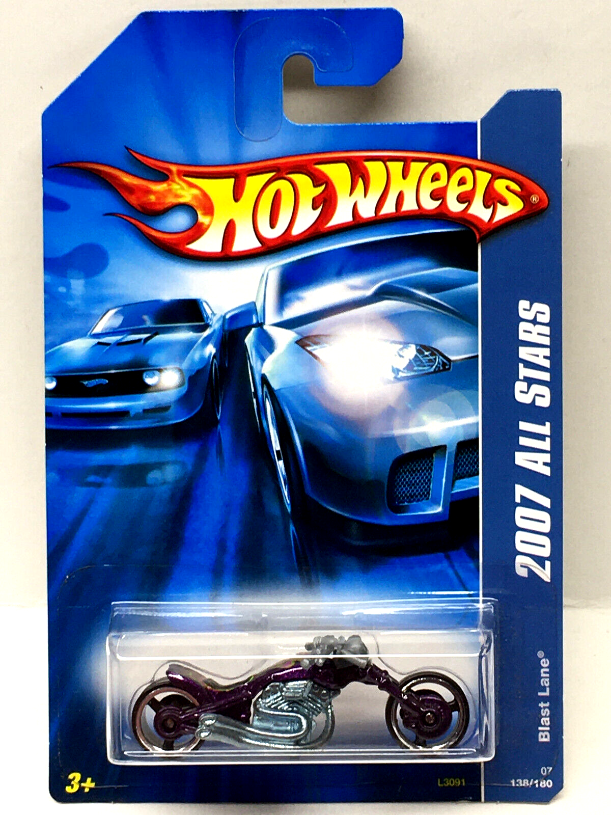 Hot Wheels 2007 All Stars Series BLAST LANE Chopper Motorcycle (Purple) #138