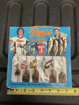 Vintage Lures Mepps 80s Fish Bass Basser Kit In-Line Spinners Killer Kit Fishing