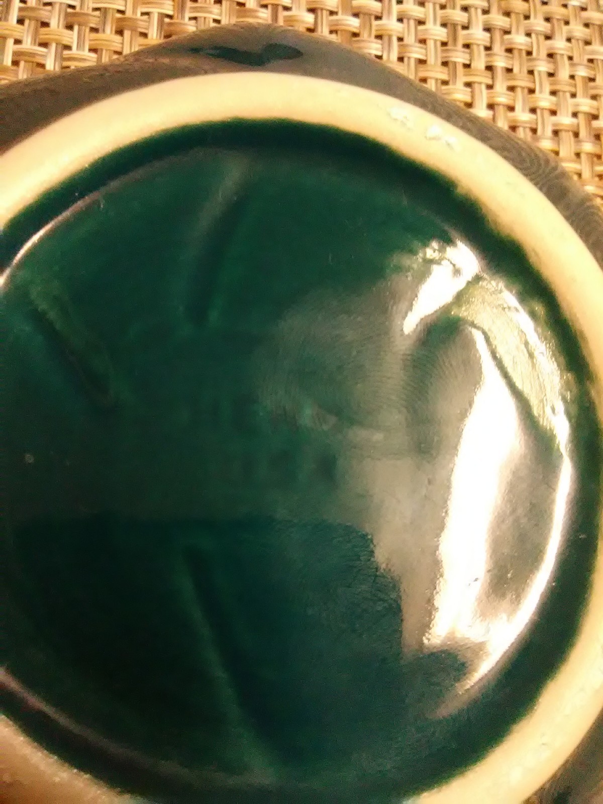 Henn Pottery Bluish green leaf bowl never used 2