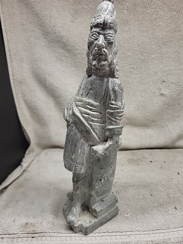 彫刻・オブジェ Inuit stone carving object Vintage Inuit Eskimo Carved Stone Carving Of A Figure Signed