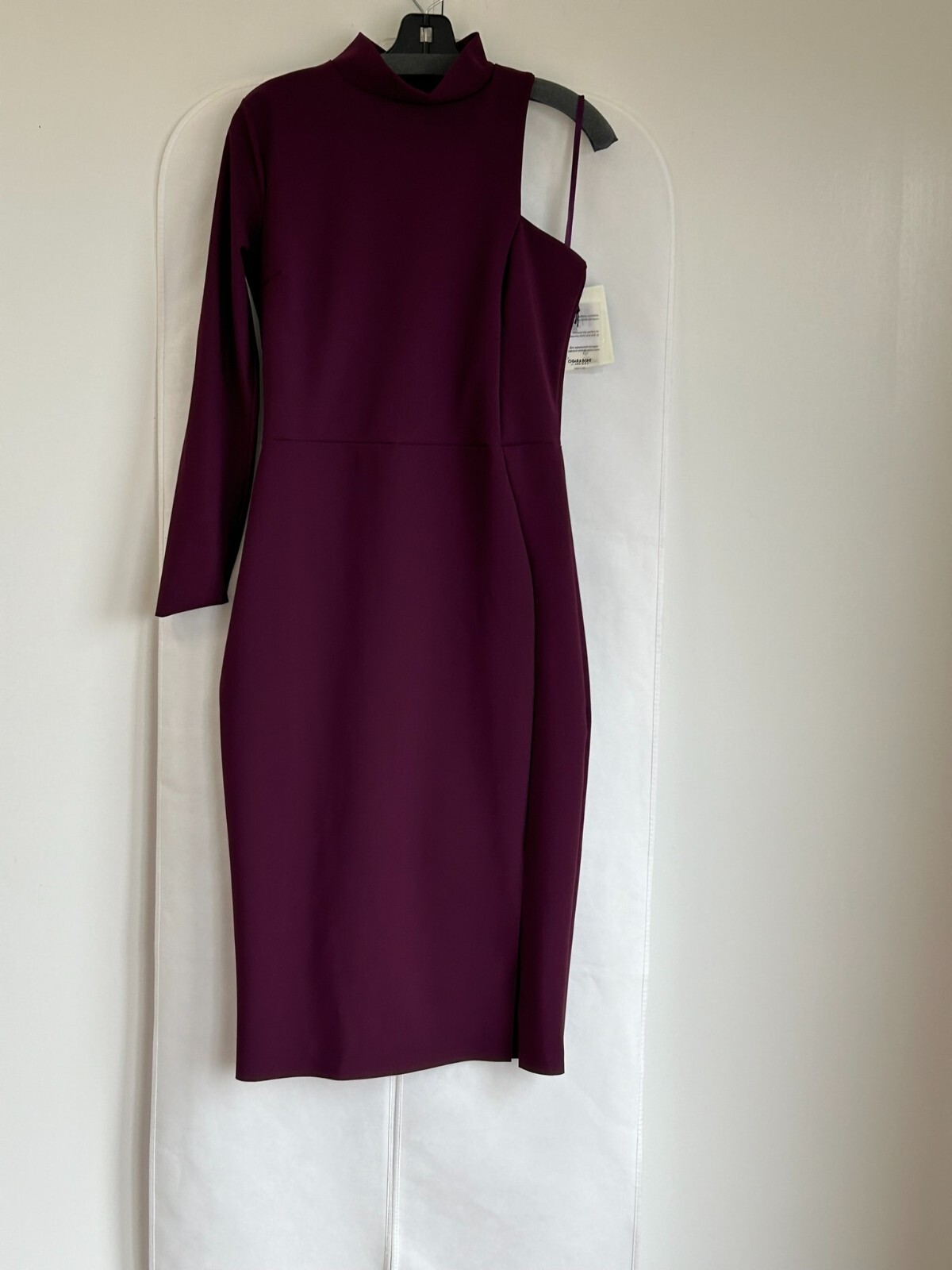 Pre-owned Chiara Boni Eitel Zp High-neck One-sleeve Dress 10u.s. Barolo Msrp$750 In Red