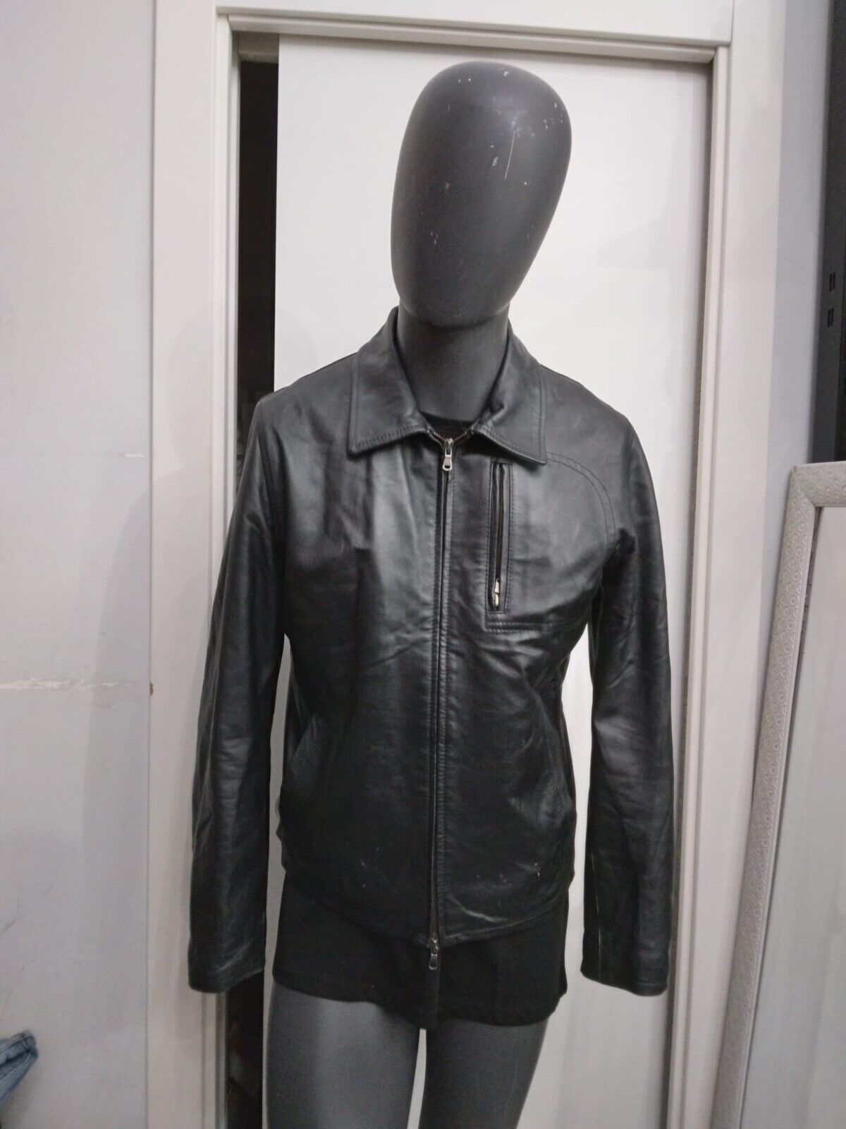 Fashionable Leather Jacket Used Men Size 50 Black XYC1096L Fashionable Leather Jacket Used Men Size 50 Black XYC1096L
