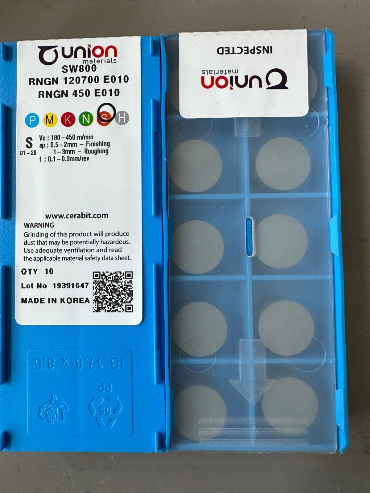 UNION MATERIALS INSERTS SW800 RNGN 120700 E010 RNGN 450 E010 UNION MATERIALS INSERTS SW800 RNGN 120700 E010 RNGN 450 E010