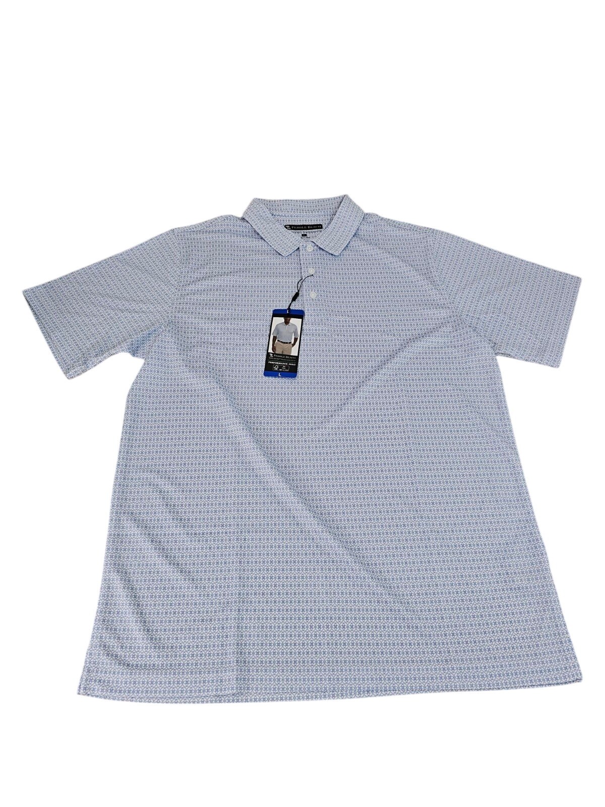Pebble Beach Men’s Dry-Luxe Short Sleeve Golf Polo Shirt White LG / LARGE