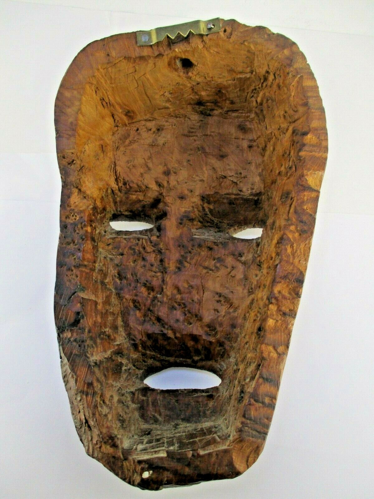 Hand Carved Burl-wood Decorative Mask w/ Patina is Stunning original work of Art