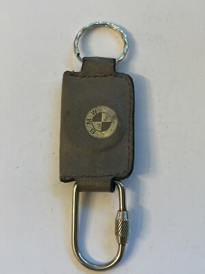 X RARE 1960s-70s VINTAGE BMW GRAY LEATHER /COIN HOLDER/KEYCHAIN RING FOB/LQQK