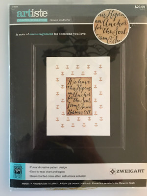 Zweigart Artiste HOPE IS AN ANCHOR Cross Stitch Kit Kooler Design Studio - NIB