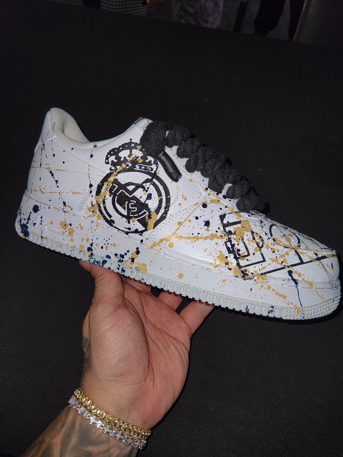 Pre-owned Nike Air Force 1 Custom / Real Madrid Af1 In Black