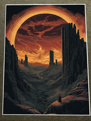 Warrior Under Fiery Eclipse, Dark Valley - Poster 18x24in
