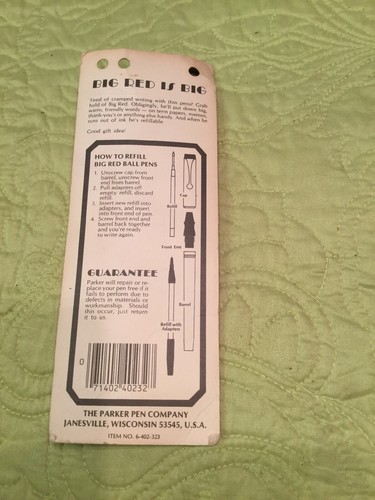 New Vintage Parker Big Red Ball Pen