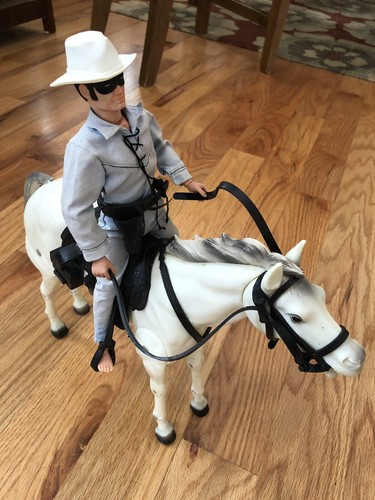 Vintage 1973 Gabriel Lone Ranger Action Figure With Jointed Horse Silver Set