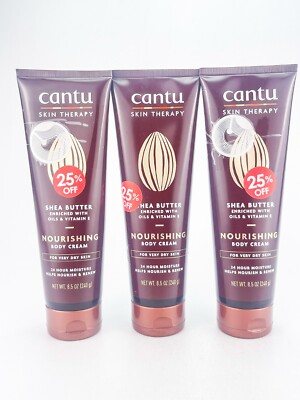 Cantu Skin Therapy Nourishing Body Cream Shea Butter 8.5oz Lot of 3 Very Dry Ski
